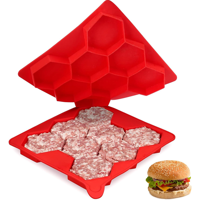Meal Prep Kitchen - 8 Hole Silicone Hamburger Press Mold