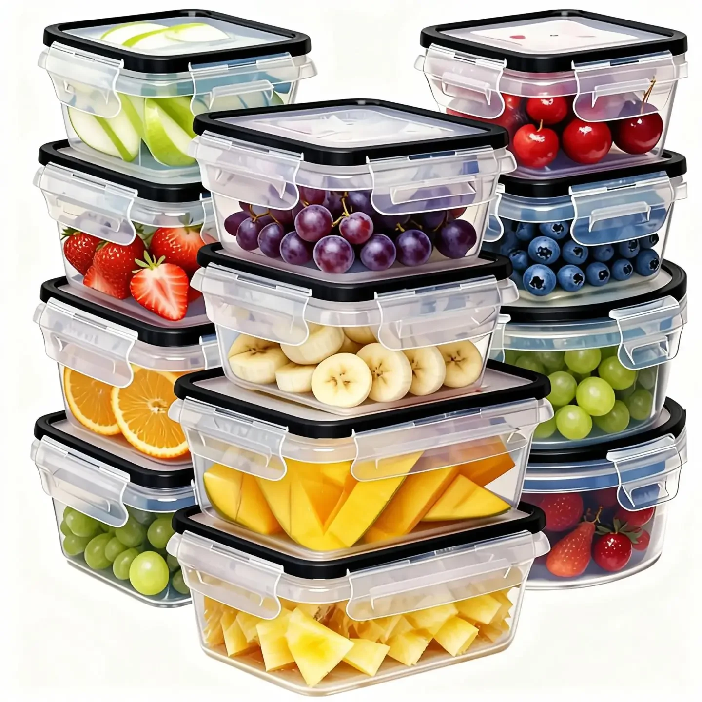 Meal Prep Kitchen - 12Pcs Airtight Food Storage Containers Set