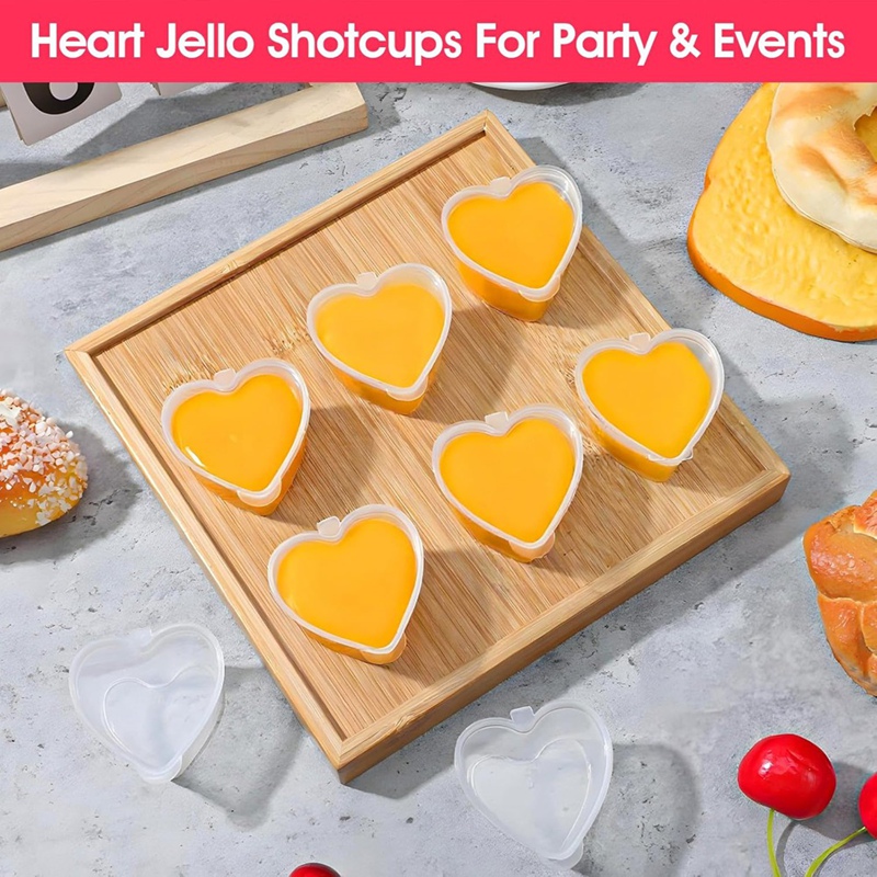 100 Sets 1.5 Oz Clear Heart Sh - огляд і ціна Sauce Dipping Cup